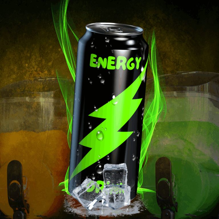 Leuchtend blaue und rote Frozen Energy Drinks in modernen Gläsern mit Eiswürfeln und Limetten