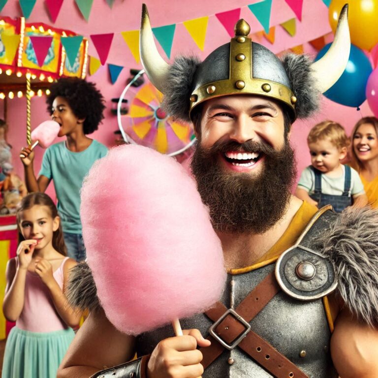 Farbenfrohe Zuckerwattemaschine und Schokoladenbrunnen auf einer Party