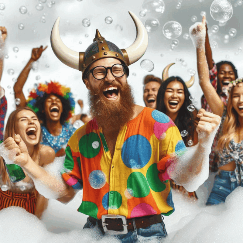 Wikinger vor Seifenblasen-, Schaum- und Nebelmaschinen als spektakuläres Show-Highlight für Events