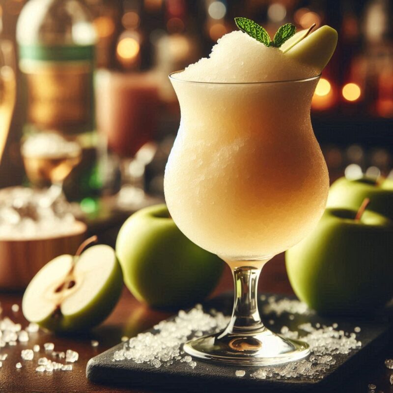 Frozen Apple Martini im Glas – erfrischender Apfel-Cocktail in Slush Konsistenz