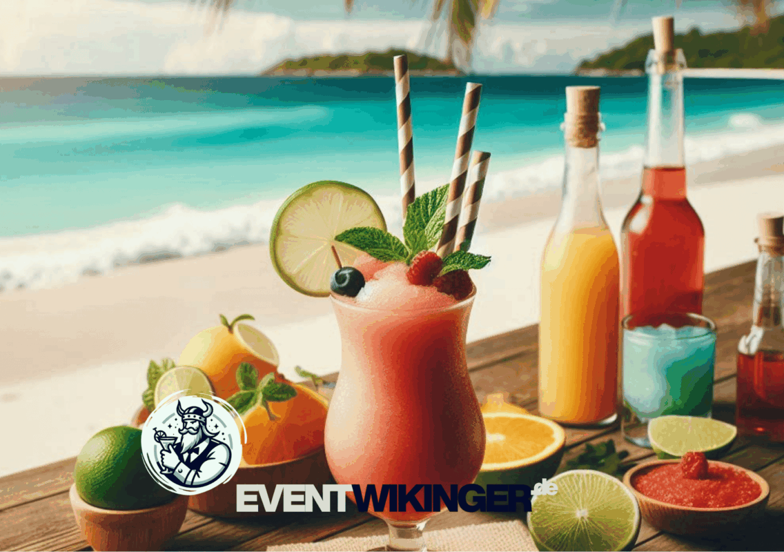 Frozen Sex on the Beach im Slush-Style, serviert im Cocktailglas mit Orangenscheibe und Strohhalm