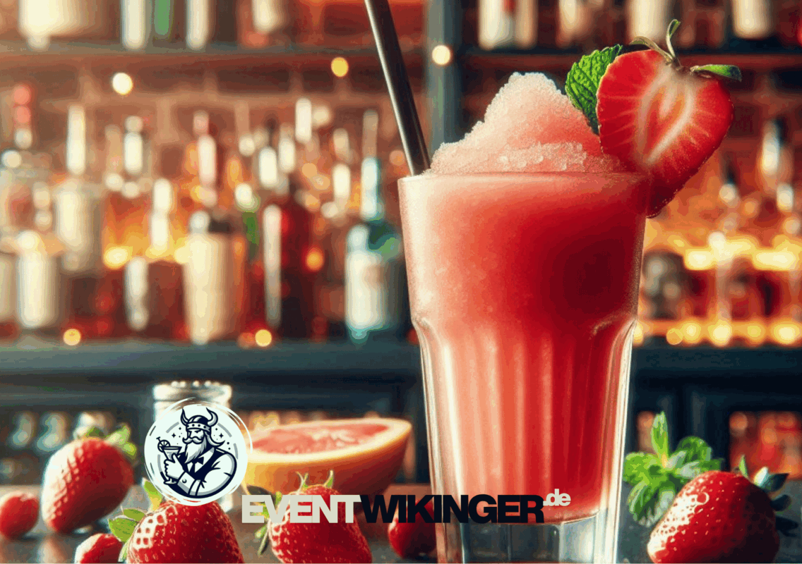Frozen Strawberry Daiquiri – gefrorener Erdbeer Cocktail im Glas mit Slush-Konsistenz