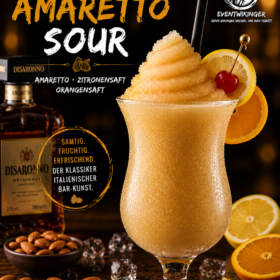 Frozen Amaretto Sour Cocktail in Slush Konsistenz
