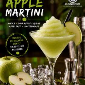 Frozen Apple Martini Cocktail in Slush Konsistenz