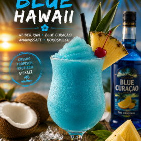 Frozen Blue Hawaii Cocktail in Slush Konsistenz
