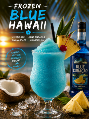 Frozen Blue Hawaii Cocktail in Slush Konsistenz