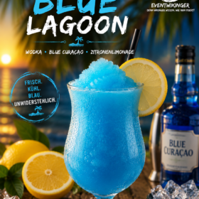 Frozen Blue Lagoon Cocktail in Slush Konsistenz
