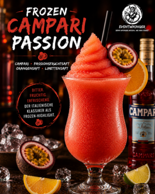 Frozen Campari Passion Cocktail in Slush Konsistenz