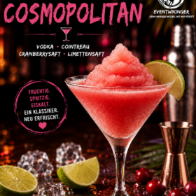 Frozen Cosmoplitan Cocktail in Slush Konsistenz