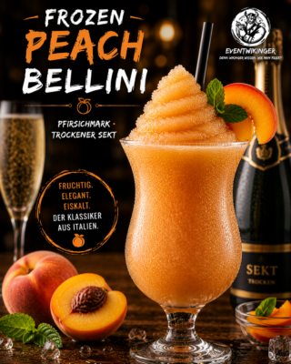 Frozen Peach Bellini Cocktail in Slush Konsistenz