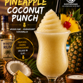 Frozen Pineapple Coconut Punch Cocktail in Slush Konsistenz