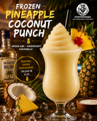 Frozen Pineapple Coconut Punch Cocktail in Slush Konsistenz