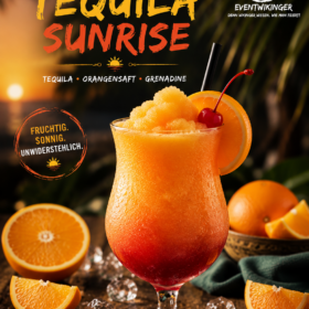 Frozen Tequila Sunrise Cocktail in Slush Konsistenz