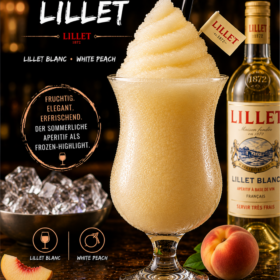 Frozen White Peach Lillet in Slush Konsistenz