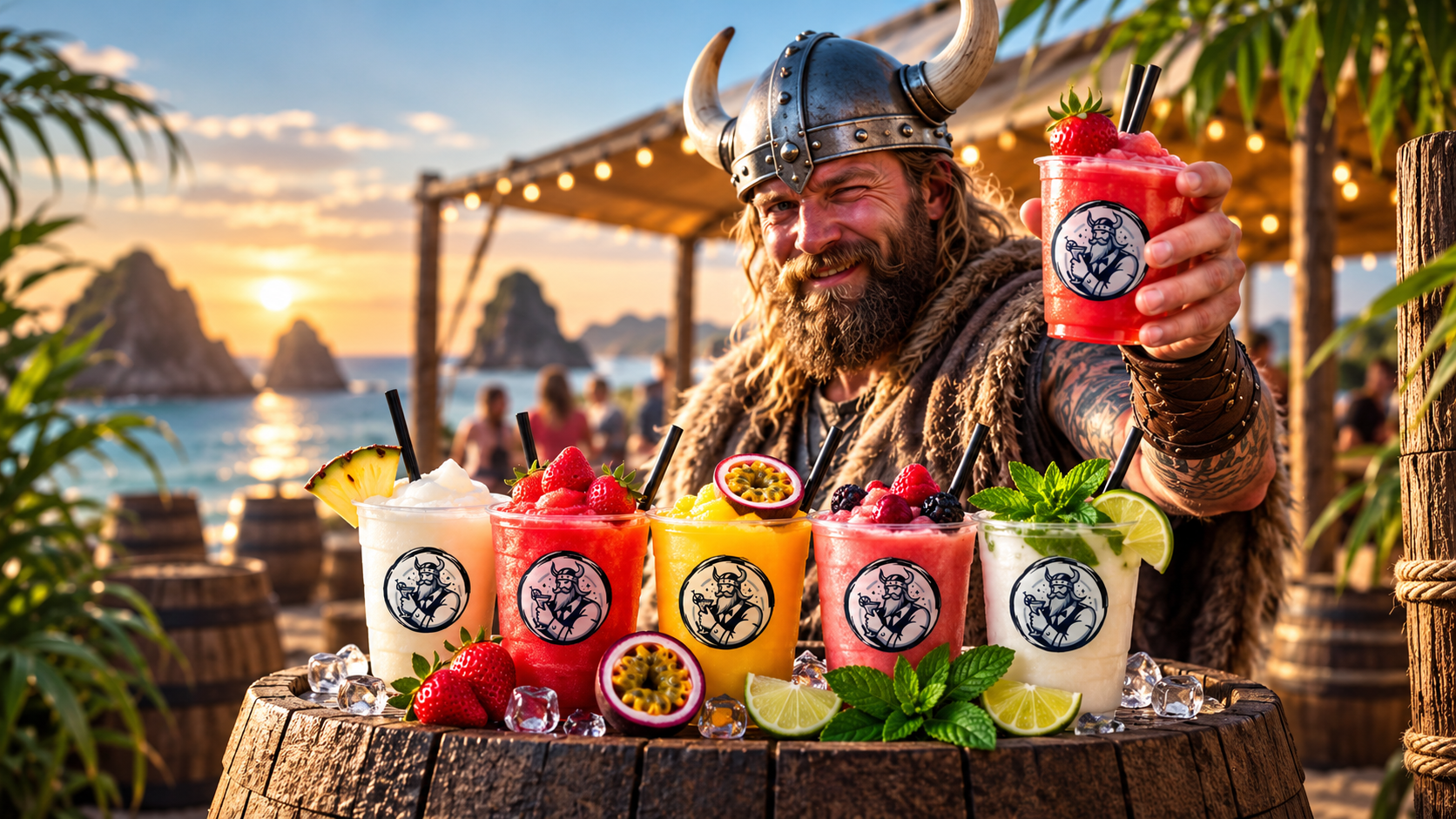 Eventwikinger mit verschiedenen Frozen Drinks für Hochzeiten, Firmenfeiern und Events in NRW